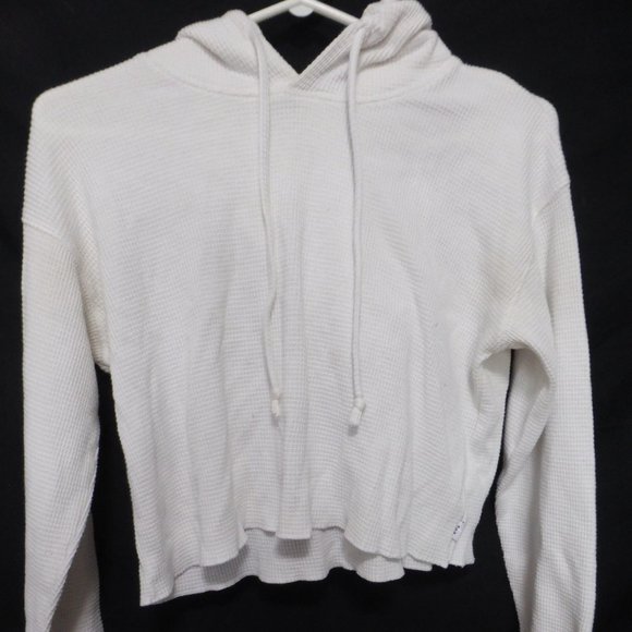 TNA, xxs, waffle knit, cropped long sleeve hoodie